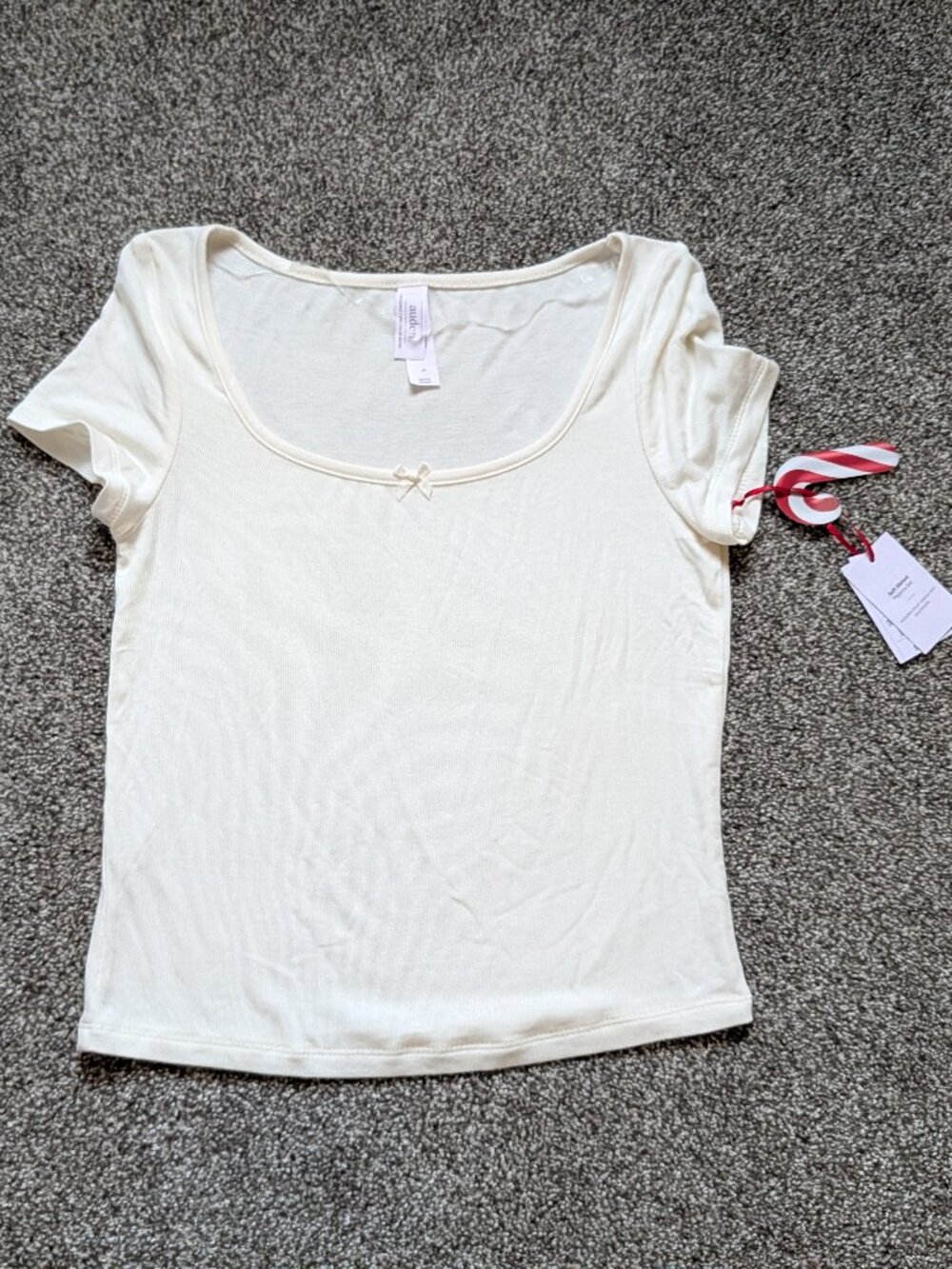 Auden Women's Ribbed Short Sleeve Shirt sz small